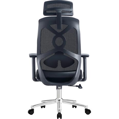 ΚΑΡΕΚΛΑ ΓΡΑΦΕΙΟΥ FLEXORA HM1213.01 ΜΑΥΡO MESH-ΒΑΣΗ ΧΡΩΜΙΟΥ 60x63x125Υεκ