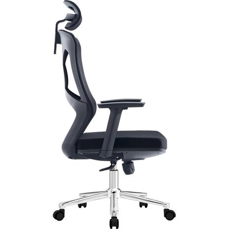 ΚΑΡΕΚΛΑ ΓΡΑΦΕΙΟΥ FLEXORA HM1213.01 ΜΑΥΡO MESH-ΒΑΣΗ ΧΡΩΜΙΟΥ 60x63x125Υεκ