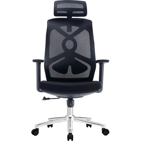 ΚΑΡΕΚΛΑ ΓΡΑΦΕΙΟΥ FLEXORA HM1213.01 ΜΑΥΡO MESH-ΒΑΣΗ ΧΡΩΜΙΟΥ 60x63x125Υεκ