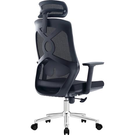 ΚΑΡΕΚΛΑ ΓΡΑΦΕΙΟΥ FLEXORA HM1213.01 ΜΑΥΡO MESH-ΒΑΣΗ ΧΡΩΜΙΟΥ 60x63x125Υεκ