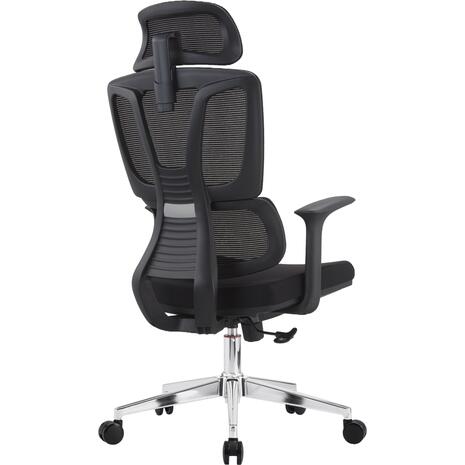 ΚΑΡΕΚΛΑ ΓΡΑΦΕΙΟΥ TASKMASTER HM1216.01 ΜΑΥΡO MESH-ΒΑΣΗ ΧΡΩΜΙΟΥ 69x65x125Υεκ