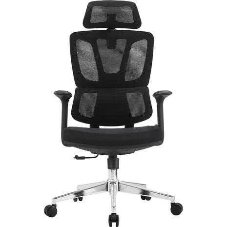 ΚΑΡΕΚΛΑ ΓΡΑΦΕΙΟΥ TASKMASTER HM1216.01 ΜΑΥΡO MESH-ΒΑΣΗ ΧΡΩΜΙΟΥ 69x65x125Υεκ