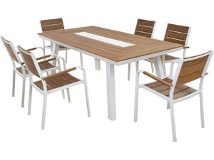 ΣΕΤ ΤΡΑΠΕΖΑΡΙΑΣ TABER HM10738.01 ΤΡΑΠΕΖΙ & 6 ΠΟΛΥΘΡΟΝΕΣ-ΑΛΟΥΜΙΝΙΟ & POLYWOOD-ΛΕΥΚΟ