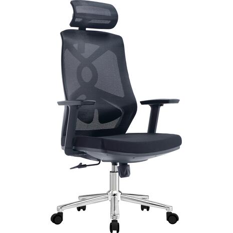 ΚΑΡΕΚΛΑ ΓΡΑΦΕΙΟΥ FLEXORA HM1213.01 ΜΑΥΡO MESH-ΒΑΣΗ ΧΡΩΜΙΟΥ 60x63x125Υεκ