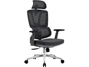 ΚΑΡΕΚΛΑ ΓΡΑΦΕΙΟΥ TASKMASTER HM1216.01 ΜΑΥΡO MESH-ΒΑΣΗ ΧΡΩΜΙΟΥ 69x65x125Υεκ