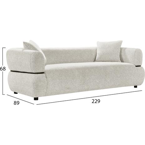 ΚΑΝΑΠΕΣ 3-ΘΕΣΙΟΣ ARCTIS HM3327.02 ΑΝΟΙΧΤΟ ΜΠΕΖ ΥΦΑΣΜΑ 229x88x68Υεκ.