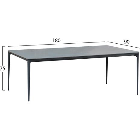 ΤΡΑΠΕΖΙ ΤΡΑΠΕΖΑΡΙΑΣ STAD HM6557.01 ΓΚΡΙ ΑΛΟΥΜΙΝΙΟ & SINTERED STONE TOP 180x90x75Υεκ