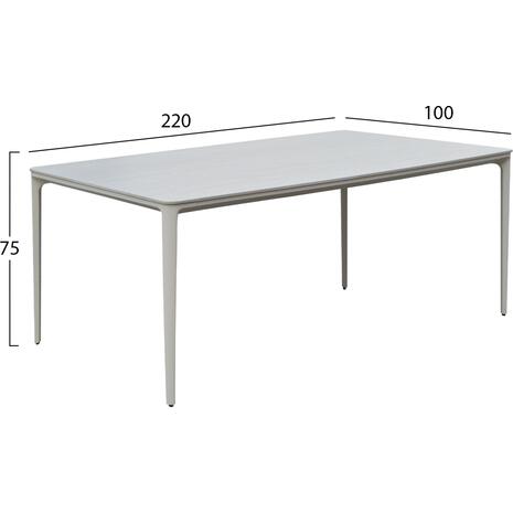 ΤΡΑΠΕΖΙ ΤΡΑΠΕΖΑΡΙΑΣ STAD HM6558.02 ΜΠΕΖ ΑΛΟΥΜΙΝΙΟ--ΛΕΥΚΟ SINTERED STONE 220x100x75Υεκ