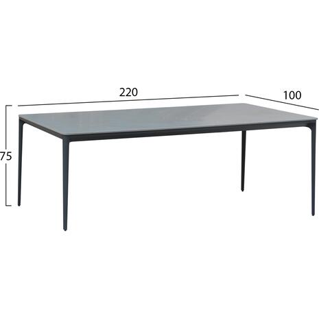 ΤΡΑΠΕΖΙ ΤΡΑΠΕΖΑΡΙΑΣ STAD HM6558.01 ΓΚΡΙ ΑΛΟΥΜΙΝΙΟ & SINTERED STONE TOP 220x100x75Υεκ