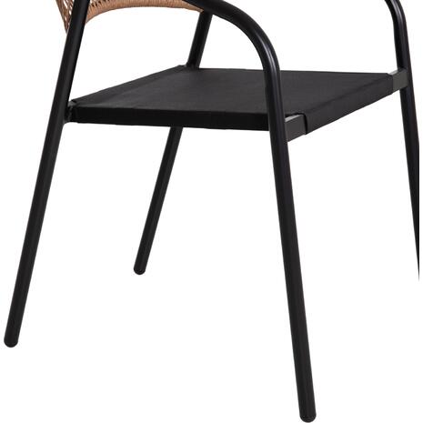 ΠΟΛΥΘΡΟΝΑ HOMAN HM6430.03 ΜΑΥΡΟ ΜΕΤΑΛΛΟ & TEXTILENE--ΜΠΕΖ P.E.RATTAN 53x58x75Υεκ