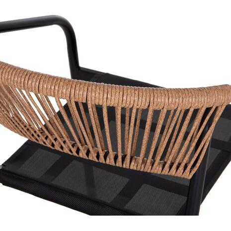 ΠΟΛΥΘΡΟΝΑ HOMAN HM6430.03 ΜΑΥΡΟ ΜΕΤΑΛΛΟ & TEXTILENE--ΜΠΕΖ P.E.RATTAN 53x58x75Υεκ