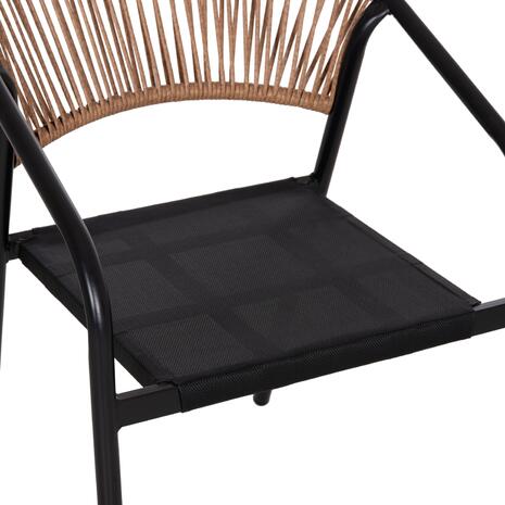 ΠΟΛΥΘΡΟΝΑ HOMAN HM6430.03 ΜΑΥΡΟ ΜΕΤΑΛΛΟ & TEXTILENE--ΜΠΕΖ P.E.RATTAN 53x58x75Υεκ