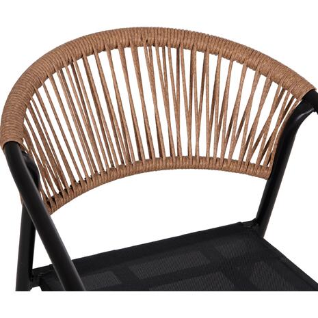 ΠΟΛΥΘΡΟΝΑ HOMAN HM6430.03 ΜΑΥΡΟ ΜΕΤΑΛΛΟ & TEXTILENE--ΜΠΕΖ P.E.RATTAN 53x58x75Υεκ