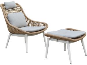 ΠΟΛΥΘΡΟΝΑ LOUNGE ΜΕ ΥΠΟΠΟΔΙΟ REMVAZZO HM6561.02 ΑΛΟΥΜΙΝΙΟ ΜΠΕΖ--WICKER 89x94x98Υεκ