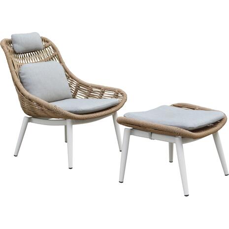 ΠΟΛΥΘΡΟΝΑ LOUNGE ΜΕ ΥΠΟΠΟΔΙΟ REMVAZZO HM6561.02 ΑΛΟΥΜΙΝΙΟ ΜΠΕΖ--WICKER 89x94x98Υεκ