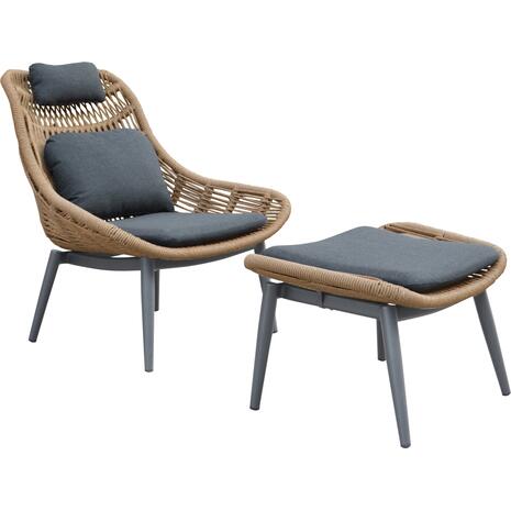 ΠΟΛΥΘΡΟΝΑ LOUNGE ΜΕ ΥΠΟΠΟΔΙΟ REMVAZZO HM6561.01 ΑΛΟΥΜΙΝΙΟ ΓΚΡΙ--WICKER 89x94x98Υεκ