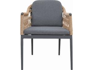 ΠΟΛΥΘΡΟΝΑ BOXER HM6556.01 ΑΛΟΥΜΙΝΙΟ & OLEFIN ΓΚΡΙ-TWIST WICKER 61x59x78,5Yεκ (σετ 2 τεμαχίων)