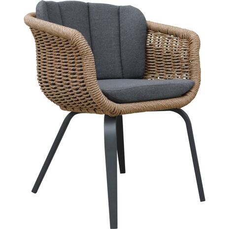 ΠΟΛΥΘΡΟΝΑ VICTUS HM6559.01 ΑΛΟΥΜΙΝΙΟ & OLEFIN ΓΚΡΙ-TWIST WICKER 59x68.5x75Yεκ (σετ 2 τεμαχίων)