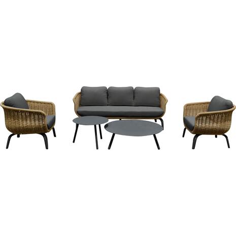 ΣΕΤ ΣΑΛΟΝΙ 5ΤΜΧ STERN HM6555.01 ΓΚΡΙ ΑΛΟΥΜΙΝΙΟ & OLEFIN--TWIST WICKER ΣΕ ΦΥΣΙΚΟ