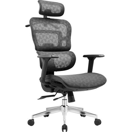 ΚΑΡΕΚΛΑ ΓΡΑΦΕΙΟΥ MODEN HM1215.01 ΜΑΥΡO MESH--ΒΑΣΗ ΧΡΩΜΙΟΥ 68x69x126Υεκ