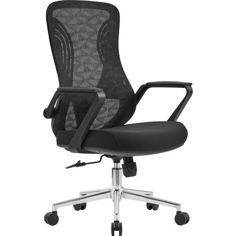 ΚΑΡΕΚΛΑ ΓΡΑΦΕΙΟΥ DECIFER HM1212.01 ΜΑΥΡO MESH-ΒΑΣΗ ΧΡΩΜΙΟΥ 61x60x110Υεκ.