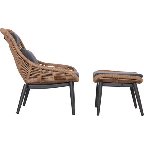 ΠΟΛΥΘΡΟΝΑ LOUNGE ΜΕ ΥΠΟΠΟΔΙΟ REMVAZZO HM6561.01 ΑΛΟΥΜΙΝΙΟ ΓΚΡΙ--WICKER 90x85x96Υεκ