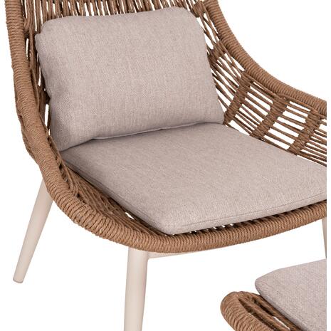 ΠΟΛΥΘΡΟΝΑ LOUNGE ΜΕ ΥΠΟΠΟΔΙΟ REMVAZZO HM6561.02 ΑΛΟΥΜΙΝΙΟ ΜΠΕΖ--WICKER 90x85x96Υεκ