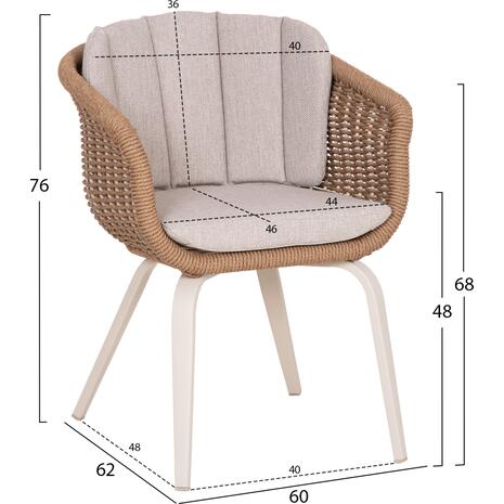 ΠΟΛΥΘΡΟΝΑ VICTUS HM6559.02 ΑΛΟΥΜΙΝΙΟ & OLEFIN ΜΠΕΖ-TWIST WICKER 60x62x76Yεκ (σετ 2 τεμαχίων)