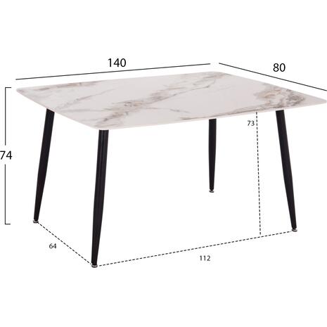 ΤΡΑΠΕΖΙ RAVEN HM18149.04 ΚΕΡΑΜΙΚΟ TOP ΜΕ ΟΨΗ ΛΕΥΚΟ/ΚΑΦΕ ΜΑΡΜΑΡΟ 140x80x74Υεκ.