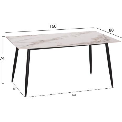 ΤΡΑΠΕΖΙ RAVEN HM18150.04 ΚΕΡΑΜΙΚΟ TOP ΜΕ ΟΨΗ ΛΕΥΚΟ/ΚΑΦΕ ΜΑΡΜΑΡΟ 160x80x74Υεκ.