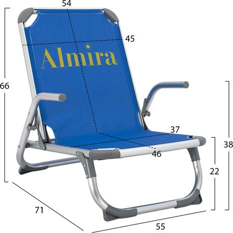 ΚΑΡΕΚΛΑΚΙ ΠΑΡΑΛΙΑΣ ΑΛΟΥΜINIOY ΒΑΡ.ΤΥΠΟΥ ΨΗΛΗ ΠΛΑΤΗ ALMIRA HM5053.01 ΜΠΛΕ 56x70x66Υεκ