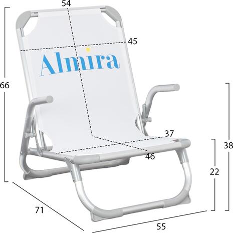 ΚΑΡΕΚΛΑΚΙ ΠΑΡΑΛΙΑΣ ΑΛΟΥΜINIOY ΒΑΡ.ΤΥΠΟΥ ΨΗΛΗ ΠΛΑΤΗ ALMIRA HM5053.03 ΛΕΥΚΟ 55x71x66Υεκ