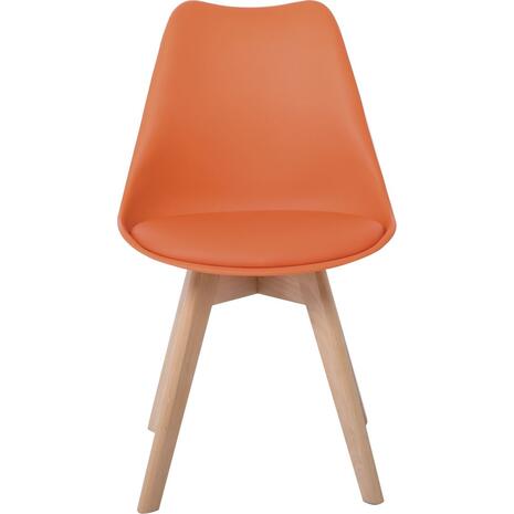 MARTIN Καρέκλα Ξύλο, PP Πορτοκαλί Μονταρισμένη Ταπετσαρία (ΕΜ136,74)