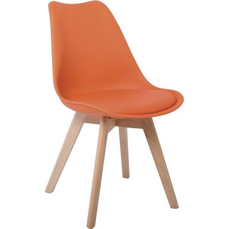 MARTIN Καρέκλα Ξύλο, PP Πορτοκαλί Μονταρισμένη Ταπετσαρία (ΕΜ136,74)