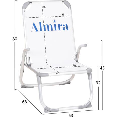 ΚΑΡΕΚΛΑΚΙ ΠΑΡΑΛΙΑΣ ΑΛΟΥΜΙΝΙΟΥ ΒΑΡ.ΤΥΠΟΥ ΥΠΕΡΥΨΩΜΕΝΟ ALMIRA HM6431.03 ΛΕΥΚΟ 53x68x80Υεκ