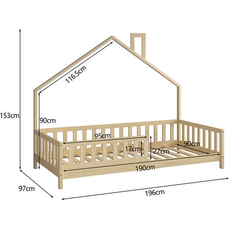 ΚΡΕΒΑΤΙ ΠΑΙΔΙΚΟ HOUSER HM740.01 τ.MONTESSORI ΞΥΛΟ ΠΕΥΚΟ ΦΥΣΙΚΟ--ΓΙΑ 190x90εκ