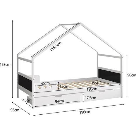 ΚΡΕΒΑΤΙ ΠΑΙΔΙΚΟ ΜΕ ΣΥΡΤΑΡΙΑ HOUSER HM741.01 τ.MONTESSORI ΞΥΛΟ ΠΕΥΚΟ ΛΕΥΚΟ-190x90εκ
