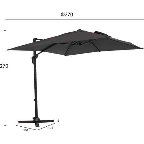 ΟΜΠΡΕΛΑ ΠΙΣΙΝΑΣ JAVANTE HM6623.01 ΓΚΡΙ ΑΛΟΥΜΙΝΙΟ & ΣΚΙΑΣΤΡΟ 2.7x2.7x2.7Yμ