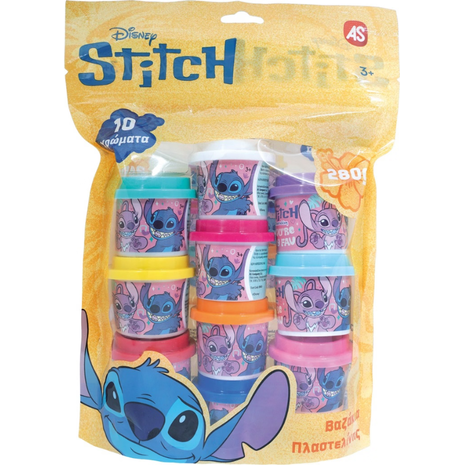 Πλαστελίνη Disney Stitch Σακουλάκι Με 10 Βαζάκια Και Καπάκια Καλουπάκια 280gr