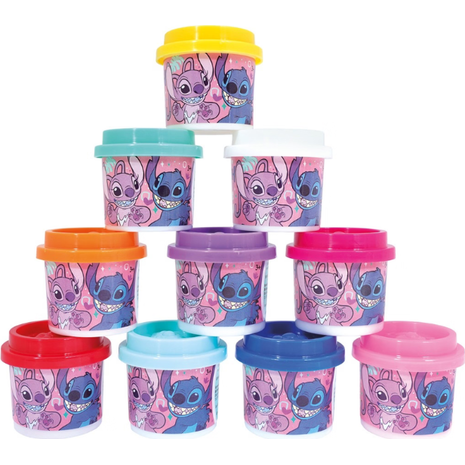 Πλαστελίνη Disney Stitch Σακουλάκι Με 10 Βαζάκια Και Καπάκια Καλουπάκια 280gr
