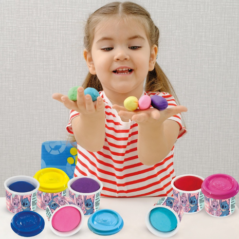 Πλαστελίνη Disney Stitch Σακουλάκι Με 10 Βαζάκια Και Καπάκια Καλουπάκια 280gr