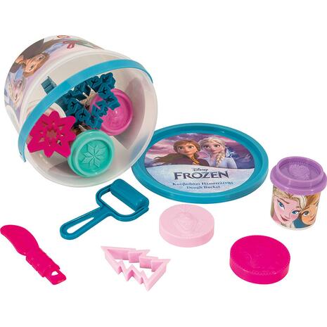 Κουβαδάκι με 4 βαζάκια πλαστελίνης, καπάκια καλουπάκια και εργαλεία Frozen 200gr