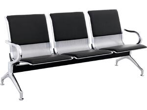 ΚΑΘΙΣΜΑ ΑΝΑΜΟΝΗΣ Τ.ΑΕΡΟΔΡΟΜΙΟΥ 3ΘΕΣΙΟ AVIATOR HM18400 ΜΕΤΑΛΛΟ ΜΕ PU ΜΑΥΡΟ 172x55x76Υ