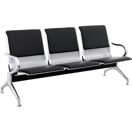 ΚΑΘΙΣΜΑ ΑΝΑΜΟΝΗΣ Τ.ΑΕΡΟΔΡΟΜΙΟΥ 3ΘΕΣΙΟ AVIATOR HM18400 ΜΕΤΑΛΛΟ ΜΕ PU ΜΑΥΡΟ 172x55x76Υ