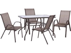 ΣΕΤ ΤΡΑΠΕΖΑΡΙΑΣ ΕΞ.ΧΩΡΟΥ 5ΤΜΧ HM5193.02 ΜΕ 4 ΚΑΡΕΚΛΕΣ & ΤΡΑΠΕΖΙ 110Χ60 ΚΑΦΕ