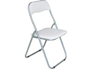 LINDA Καρέκλα Πτυσσόμενη Βαφή Γκρι, Pvc Άσπρο (Ε557,4) (Λευκό)