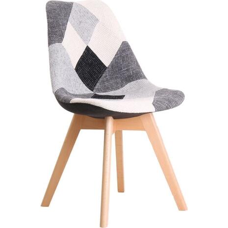 MARTIN Καρέκλα Ξύλο PP, Ύφασμα Patchwork Black & White (σετ 4 τεμαχίων) (ΕΜ136,81) (Διάφορα χρώματα)