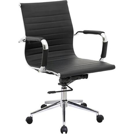 BF3301 Πολυθρόνα Γραφείου Μέταλλο Βάση Χρώμιο, PU Μαύρο (ΕΟ268) (Μαύρο)