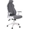 BF8300 Πολυθρόνα Γραφείου Διευθυντή, Microfiber Γκρι PU Άσπρο (ΕΟ587,2) (Γκρι)