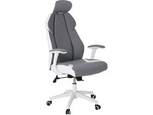 BF8300 Πολυθρόνα Γραφείου Διευθυντή, Microfiber Γκρι PU Άσπρο (ΕΟ587,2) (Γκρι)
